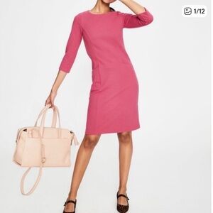 Boden Pink Ponte Sheath Dress Size 4 Long Workwear Pockets